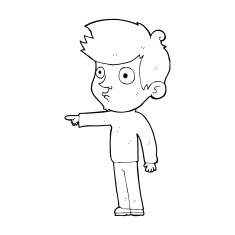 cartoon pointing boy N43