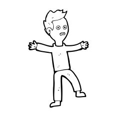 cartoon startled boy N48