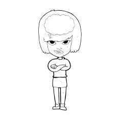 cartoon woman with folded arms imagining N15