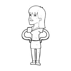 cartoon woman with hands on hips N313