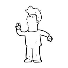 Cartoon Man Giving Peace Sign N78