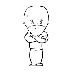cartoon shocked bald man with beard N14