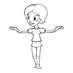cartoon woman with arms spread wide N15