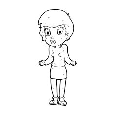 cartoon woman shrugging shoulders N657