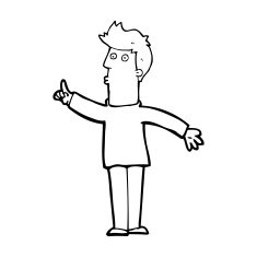 cartoon man advising caution N15