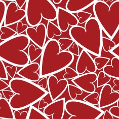 Red seamless pattern with symbol hearts