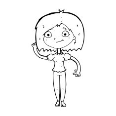 Cartoon Woman Waving N463