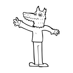 cartoon waving wolf N24