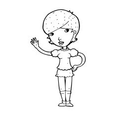 Cartoon Girl Waving N46