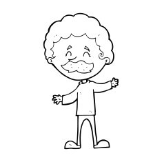 cartoon happy man with mustache N15