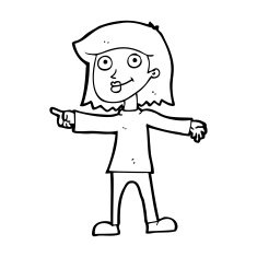 cartoon happy woman pointing N97