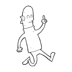 cartoon bald man with idea N32