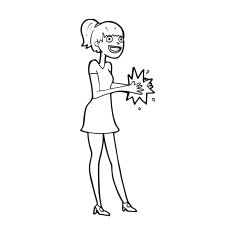 Cartoon Woman Clapping Hands N16