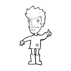 cartoon worried man giving thumbs up symbol N13