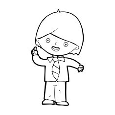 cartoon school boy answering question N67