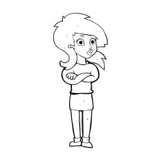 cartoon woman with folded arms N42