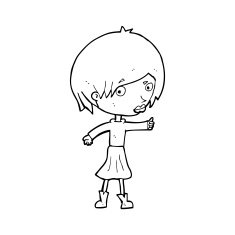 cartoon woman raising eyebrow N22