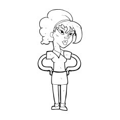 cartoon woman with hands on hips N317
