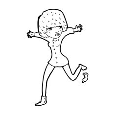 cartoon woman kicking off sock N14
