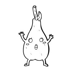 cartoon frightened pear N12