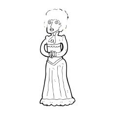 cartoon shocked victorian woman N13