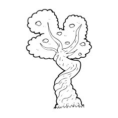 cartoon twisted old tree N10