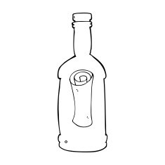 cartoon letter in a bottle N37
