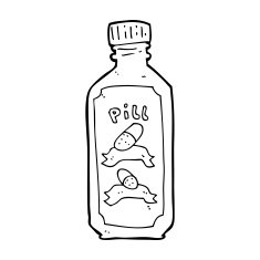 cartoon old bottle of pills N13