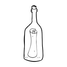 cartoon letter in a bottle N38