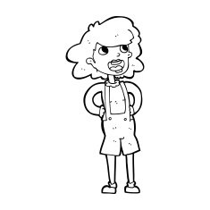 cartoon woma in dungarees N5