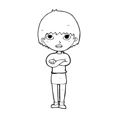 cartoon woman with crossed arms N62