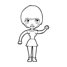 cartoon waving woman N194