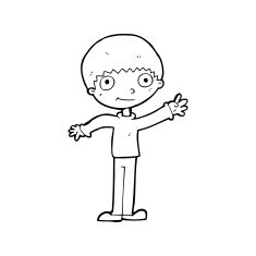 cartoon happy waving boy N26