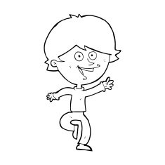 cartoon happy waving boy N27