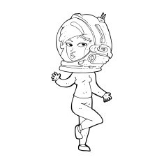 cartoon woman wearing space helmet N27
