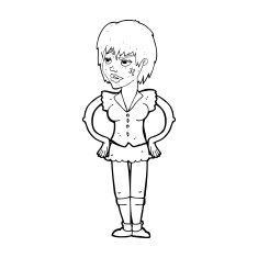 cartoon tough woman with hands on hips N14