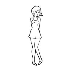 cartoon pretty woman in dress N68