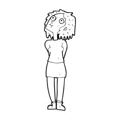 cartoon curious woman N86