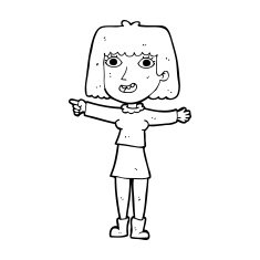 cartoon happy woman pointing N98