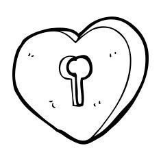 cartoon heart with keyhole N36