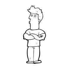 cartoon man with folded arms N45