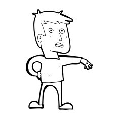 cartoon man making camp gesture N44