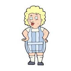 cartoon woman in kitchen apron N13