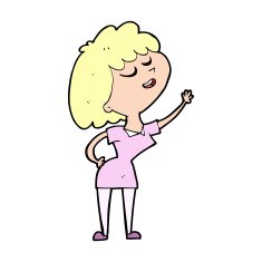 cartoon happy woman about to speak N13