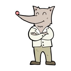 cartoon wolf in shirt N8