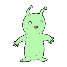 cartoon happy little alien N12