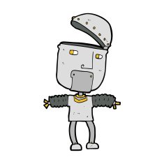 funny cartoon robot with open head N14