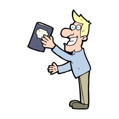 cartoon man with book N13