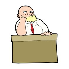 cartoon bored man at desk N13