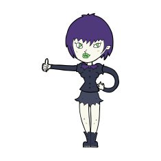 cartoon vampire girl giving thumbs up sign N27